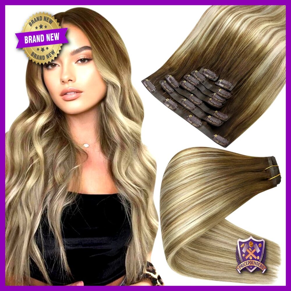 Human Hair Clip In Extensions Seamless Invisible Lightweight Heat Stylable